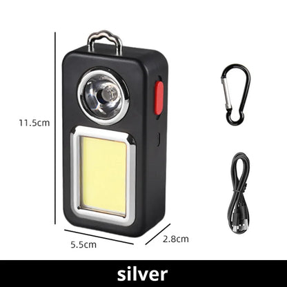 Key Chain Maintenance Light Multi-Function Emergency Flashlight USB Rechargeable Tent Camping Light Cob Work Light Leedoar