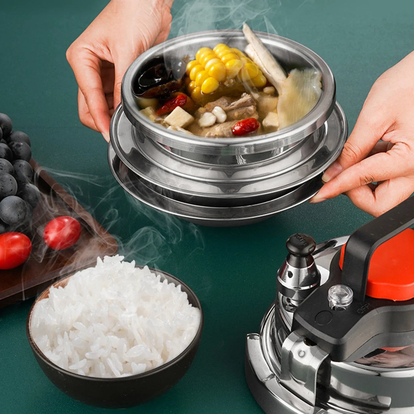 304 Stainless Steel Outdoor Camping Portable Micro Pressure Cooker Household Fragrant Rice Cooker 5S Quick Cooking Pot Leedoar