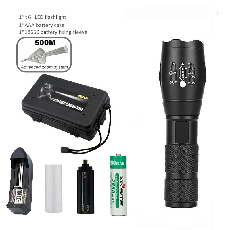 LED Glare T6 Camping Charging Telescopic Zoom L2 High-Power Flashlight Outdoor Camping Work Maintenance Light Leedoar