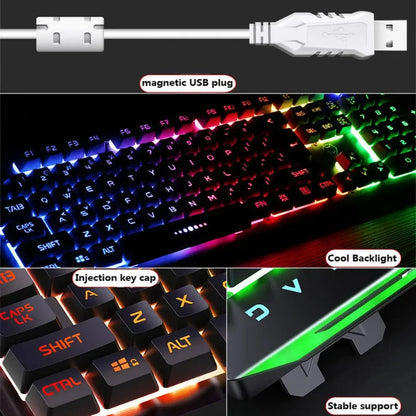 GX2 Wired Combo 104 teclas LED Light Keyboard e Mouse mutáveis ​​à prova d'água RGB Backlit Keyboard Mouse Set para desktop laptop 