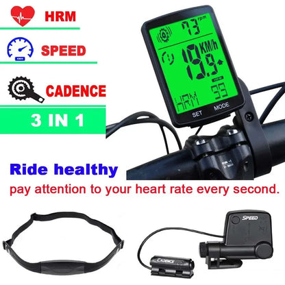 Bicycle Computer Wireless Multifunction Speedometer Waterproof Belt Temperature Long Bright Night Light Anti-dry Worry Leedoar