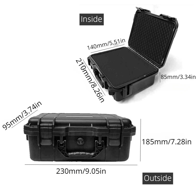 Caja de herramientas de plástico ABS Caja de herramientas de seguridad portátil sellada Estuche de transporte Almacenamiento Esponja resistente a impactos Amortiguación de golpes 