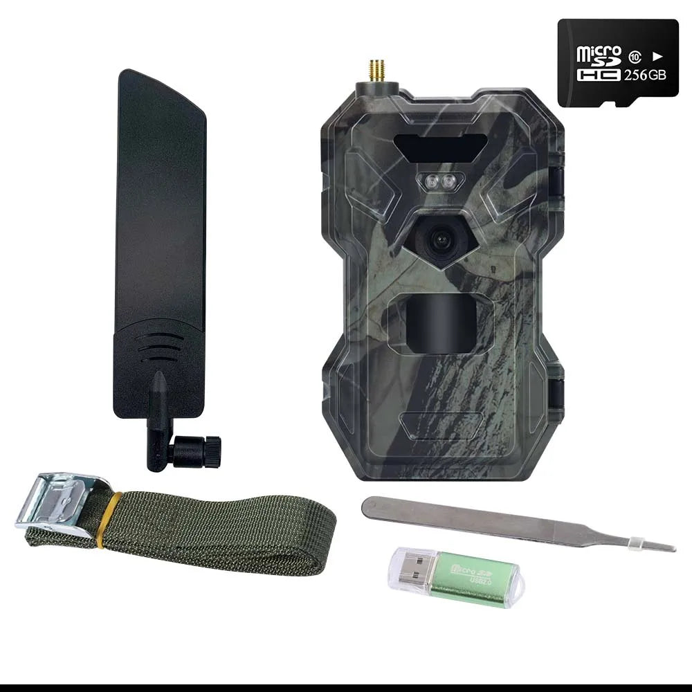 4G 30MP 2K Outdoor Hunting Trail Camera with APP Control Night Vision Trap Game 120° Wireless Cellular Wildlife Cam with TF Card Leedoar