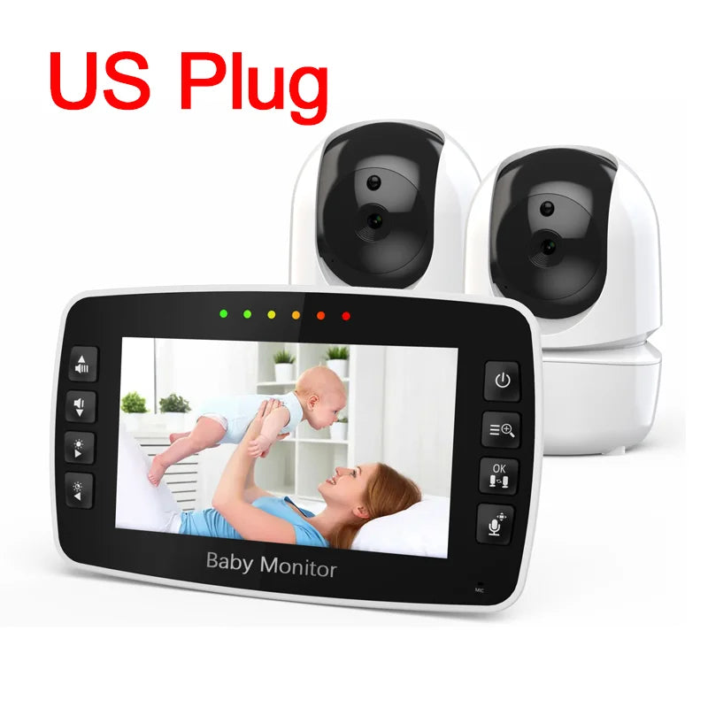 4.3Inch Baby Monitor with Two camera Wireless PTZ Camera High Security Children Camera Night Vision Temperature Monitoring Baby Leedoar