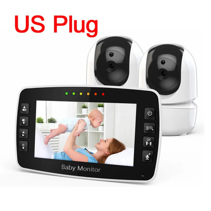 4.3Inch Baby Monitor with Two camera Wireless PTZ Camera High Security Children Camera Night Vision Temperature Monitoring Baby Leedoar