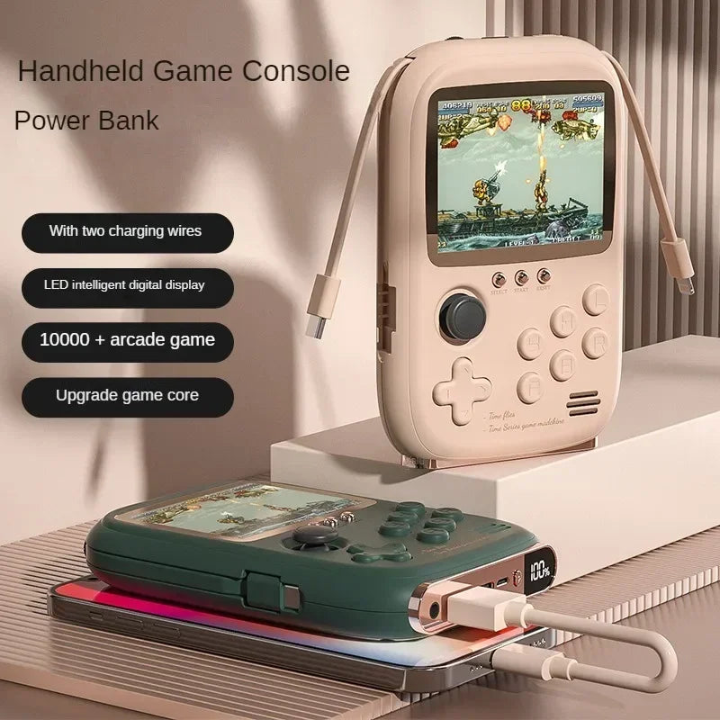 2023 New Mini Game Power Bank Portable Retro handheld Game Console 6000Mah capacity 3.2 Inch Soft Light Color Screen 10000+ Game Leedoar