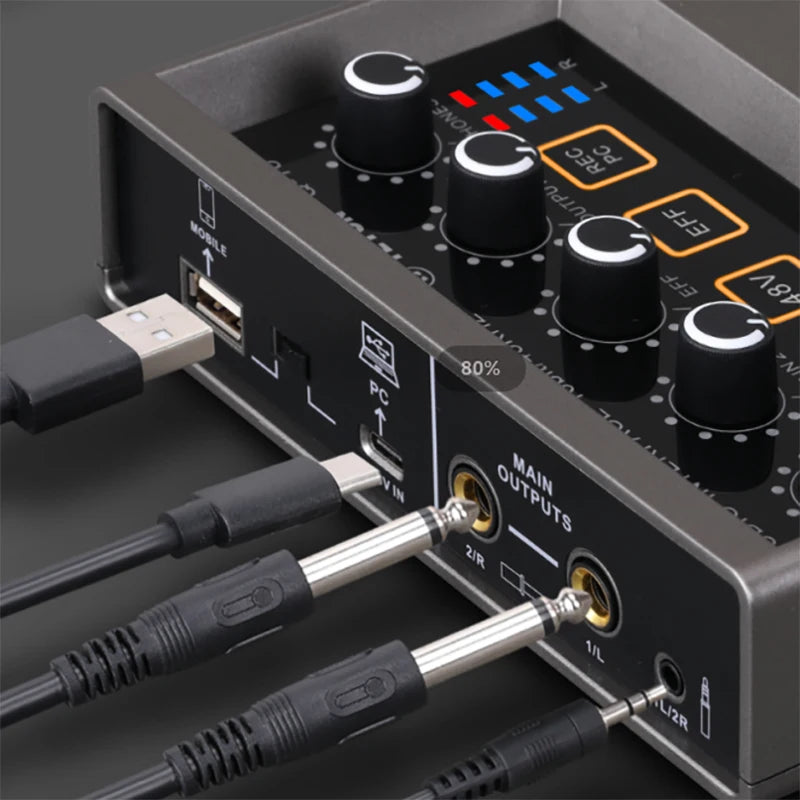 TEYUN Q-16 Professional Audio Sound Card with Electric Guitar Monitor Recording Live Broadcast for Singing Computer PC Studio Leedoar