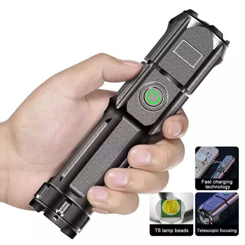 622A 622E Hand LED Torch Light Outdoor 1000 Lumen USB Charging Waterproof LED Zoom  Camping Flashlight  COB Sidelight Leedoar