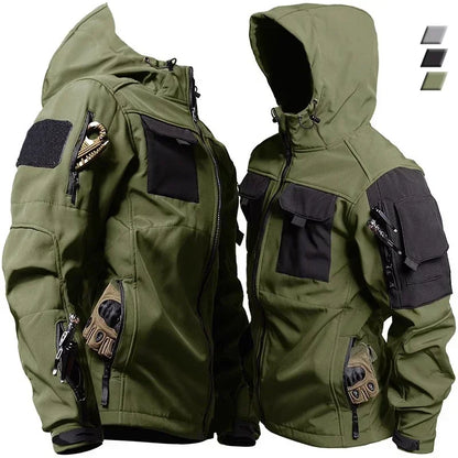 Shark Skin Tactical Jackets Men Military Soft Shell Waterproof Windproof Hooded Jacket Outdoor Functional Uniforms Multi-pockets Leedoar