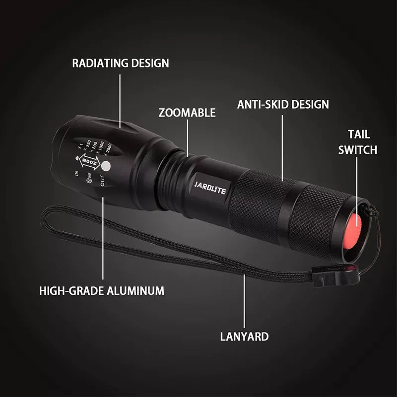 LED Glare T6 Camping Charging Telescopic Zoom L2 High-Power Flashlight Outdoor Camping Work Maintenance Light Leedoar