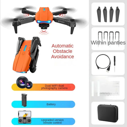 E99 Drone 4K HD Dual Camera Avoidance Professional Flight 20 Minute Foldable Height Keeps Mini Helicopter Toy Drones Leedoar