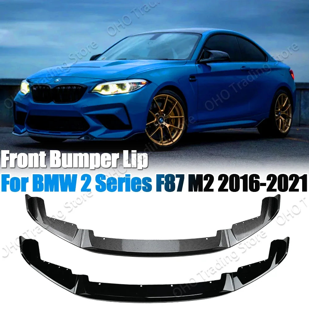 Car Front Bumper Lip Body Kit Spoiler Canard Splitter Diffuser For BMW 2 Series F87 M2 CS Model 2016 2017 2018 2019 2020 2021 Leedoar