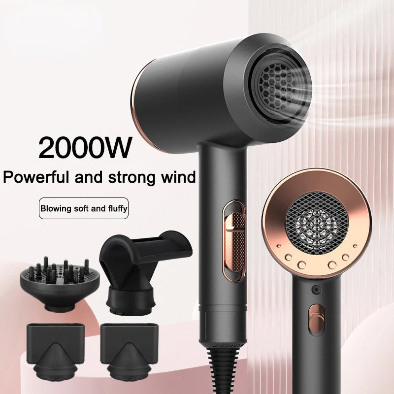 2023 Hot sell Negative Ionic Blow Hot Cold Wind Air Brush Strong Power Salon Style Tool Professional Household Hair Blow Dryers Leedoar