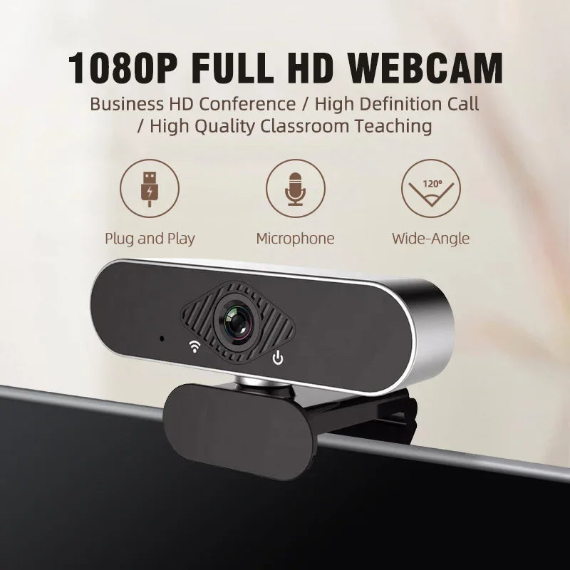 Cámara web Q20 1080P Full HD con conector USB, ángulo de visión amplio de 120 grados y micrófono incorporado para PC, Mac, computadora portátil y de escritorio 