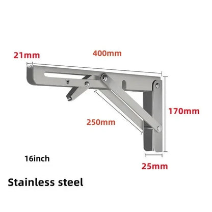 2pcs Heavy Duty Stainless Steel Folding Shelf Brackets Collapsible Wall Mounted L-Table Hinges for Bench & Table with Screws Leedoar