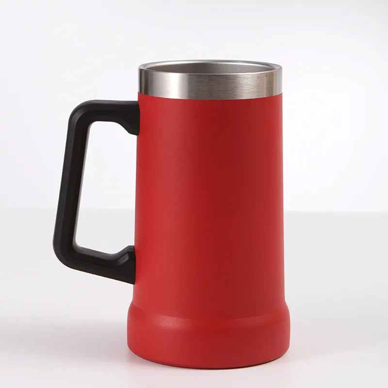 304 Stainless Steel Handle Cup 24oz Portable Large Capacity Beer Cup with High Aesthetic Value Sealed and Leak Proof Vacuum Cup Leedoar