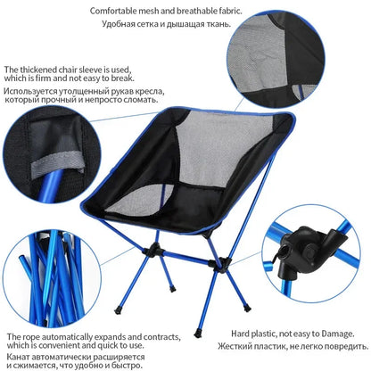 Leedoar Outdoor Portable Folding Moon Chair Camping Chairs Beach Fishing Chair Ultralight Travel Hiking Picnic Lightweight Chair Leedoar