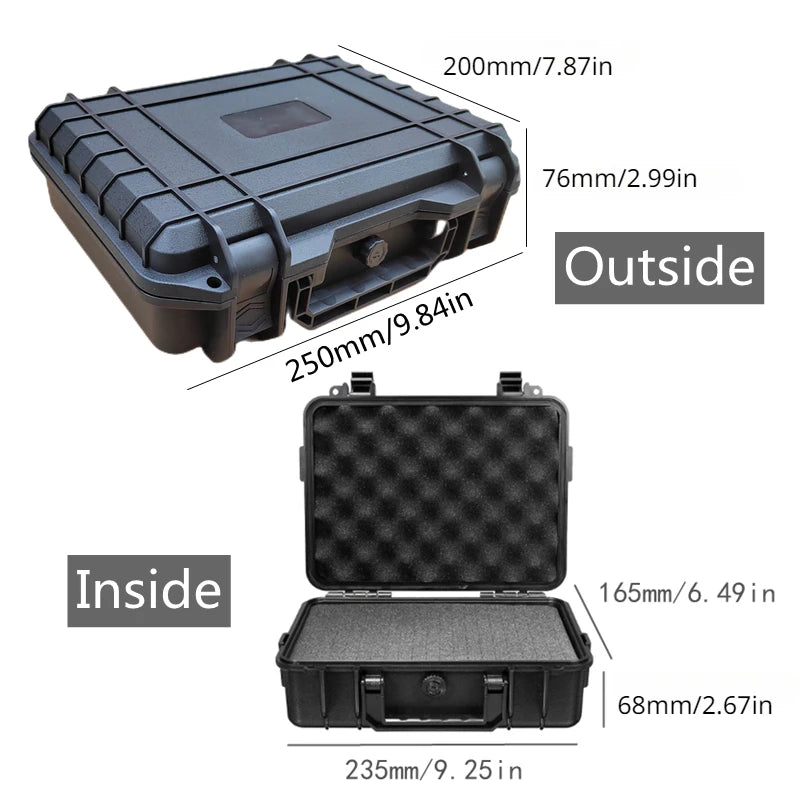 Caja de herramientas de plástico ABS sellada, rígida, para llevar, equipo de seguridad, maletín de herramientas, resistente a impactos, caja de herramientas a prueba de golpes con esponja 