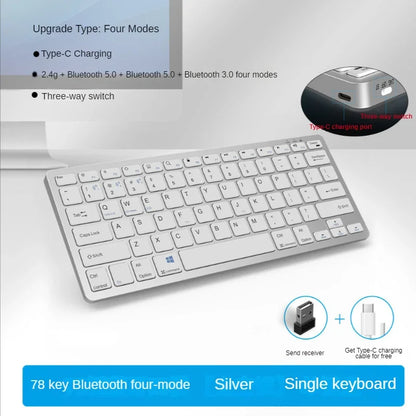 WLK-616 Office - Teclado y ratón inalámbricos delgados con Bluetooth, combinación mecánica de tacto metálico para escritura oficial, teclado empresarial 