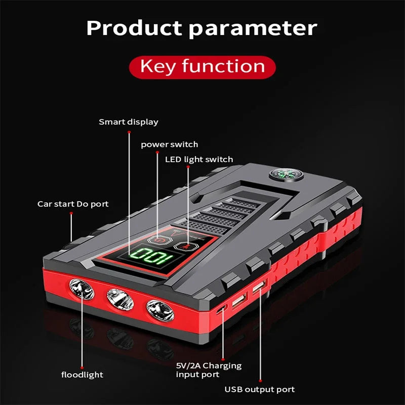 99800mAh Car Jump Starter Device 12v Strong Portable Power Bank Automotive Battery Charger System Start Operating Auto Booster Leedoar