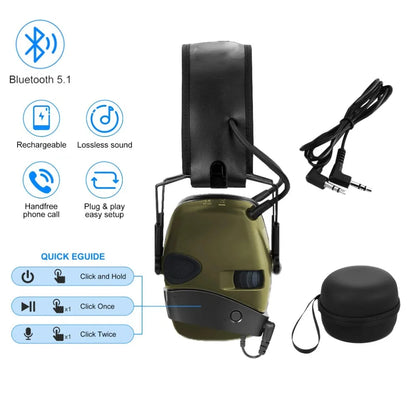 Tactical Headset Foldable, E-firing Earmuffs, Military Noise Resistant Headphones, Amplified Hearing Protection Leedoar