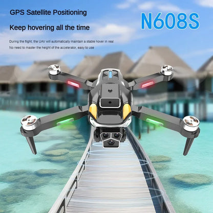 N608S Mini Drone 8K Brushless Três Câmeras Fluxo Óptico 5G WIFI FPV 4K Câmera Dupla Drones RC Quadcopter Dron Mini Drone Brinquedos 