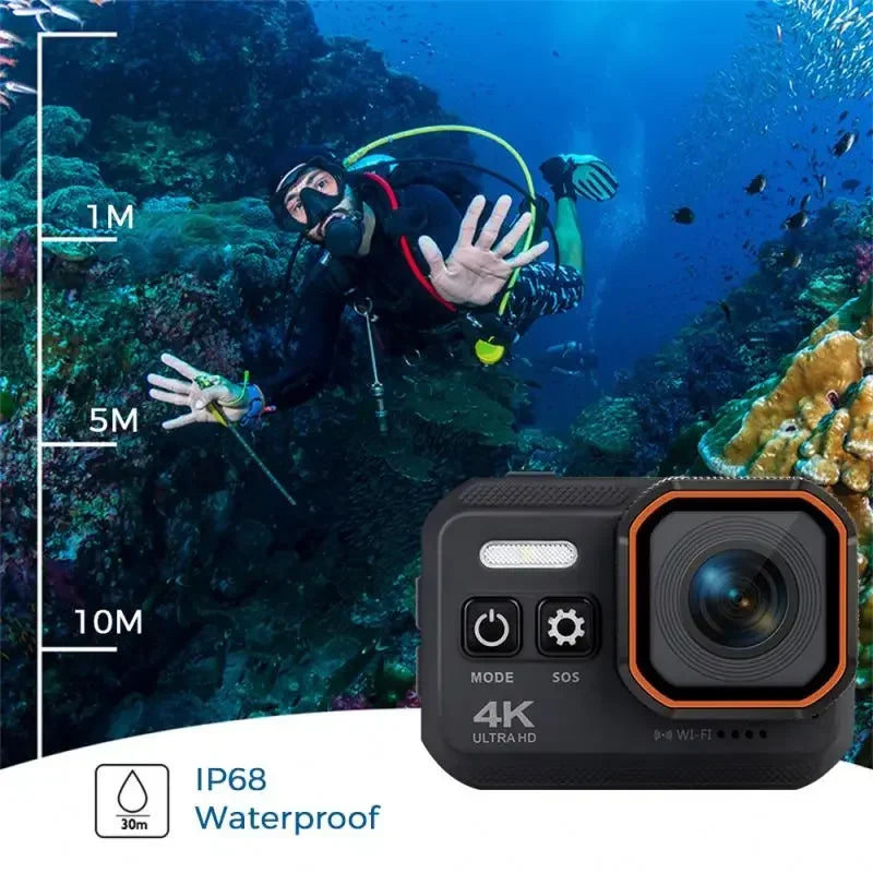 16MP Underwater Video Cameras 4K Waterproof Action Camera Wifi For Outdoor With Remote Control Action Sports Camera Accessories Leedoar