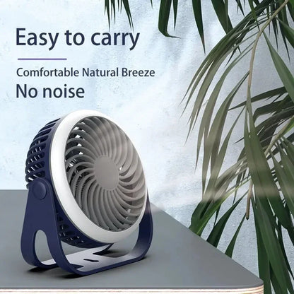 Mini ventilador de escritorio Muziso con lámpara, batería incorporada, recargable por USB, ventilador portátil, equipo de camping genial, ventiladores eléctricos pequeños montados en la pared 