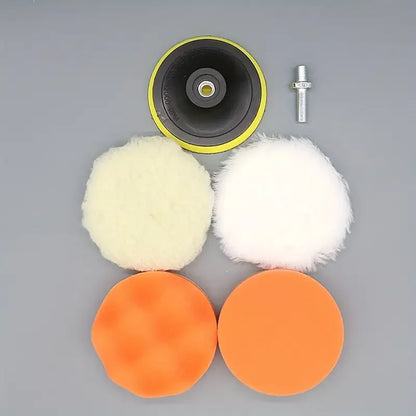 6 Pieces/set of Car Polishing Pads, Sponge Hair Polishing Discs, Car Shape Polishing Discs, with Backboard Drill Adapter Leedoar