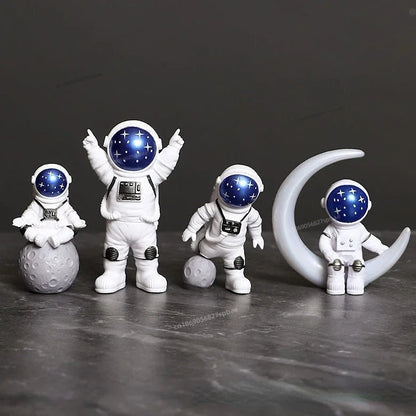 4 pcs Astronaut Figure Statue Figurine Spaceman Sculpture Educational Toy Desktop Home Decoration Astronaut Model For Kids Gift Leedoar