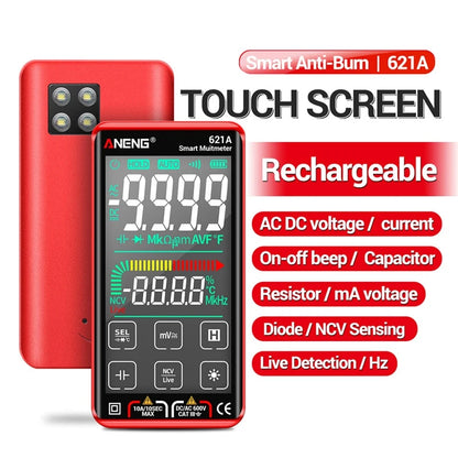 ANENG 621A Intelligent Digital Multimeter Touch Screen Multimetro Tester Transistor 9999Counts True RMS DC/AC Meter Rechargeable Leedoar