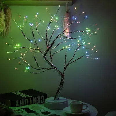 LED Night Light Mini Copper Wire Tree Light Children's Christmas Tree Light Family Bedroom Home Decoration Holiday Lighting Leedoar