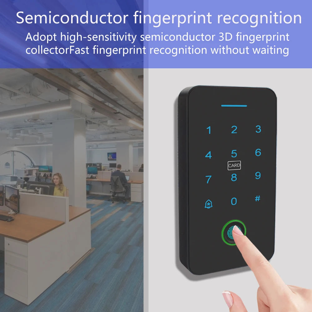 Máquina de controle de acesso Smart TuYa APP Desbloqueio remoto de celular NFC Impressão digital Senha Cartão RFID Controlador de fechadura de porta IP67 