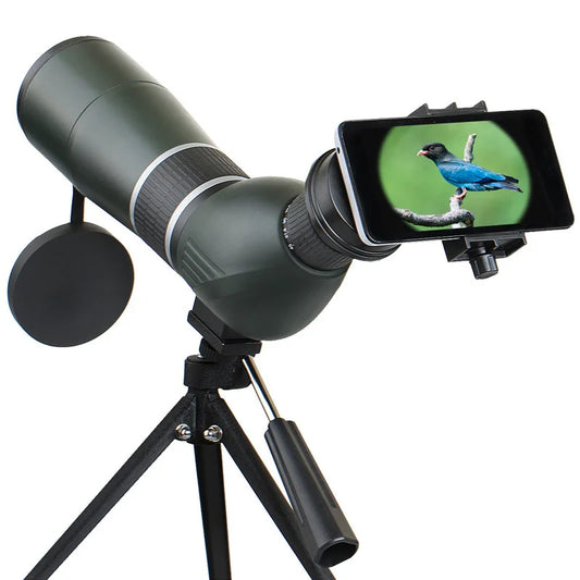 Telescopio monocular potente con zoom Bak4 de 20-60 x 60, prisma impermeable y antivaho, para acampada, observación de aves, paisajes, telescopio para teléfono