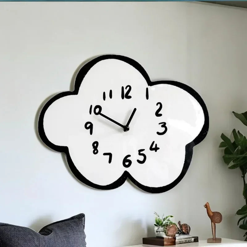 Cartoon Cloud Lamb Shaped Silent Wall Clock Living Room Children's Bedroom Home Decoration Products Modern And Minimalist Clock Leedoar