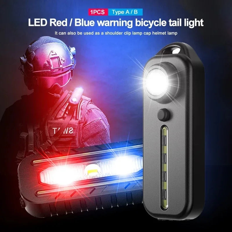 LED Red And Blue Shoulder Warning Light Clip USB Charging Portable Flashlight Warning Safety Flashlight Bicycle Warning Lamp Leedoar