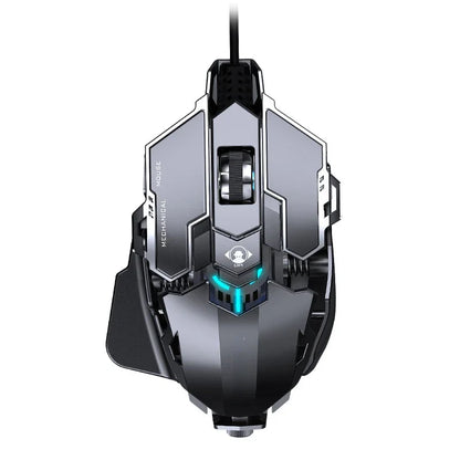 Novo mouse mecânico com fio para jogos, 9 teclas, definição de macro, 12.800 DPI, retroiluminado, para jogos, periférico de computador para PC com Windows 