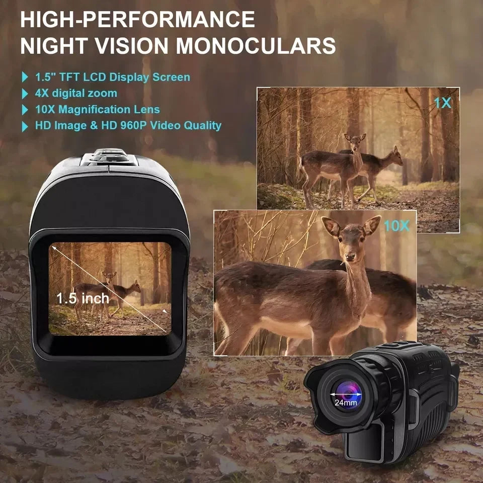 R7 Monocular Night Vision Device 1080P HD Infrared 5x Digital Zoom Hunting Telescope Outdoor All Day Use 100% Darkness 300m Leedoar