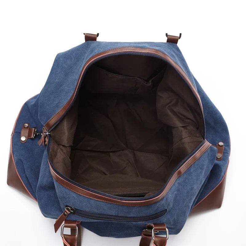 Bolsos de viaje originales de lona y cuero para hombre, bolsos de mano, bolsos de lona para hombre, bolsos de viaje grandes, bolsos de fin de semana, bolsos de noche con cremallera 