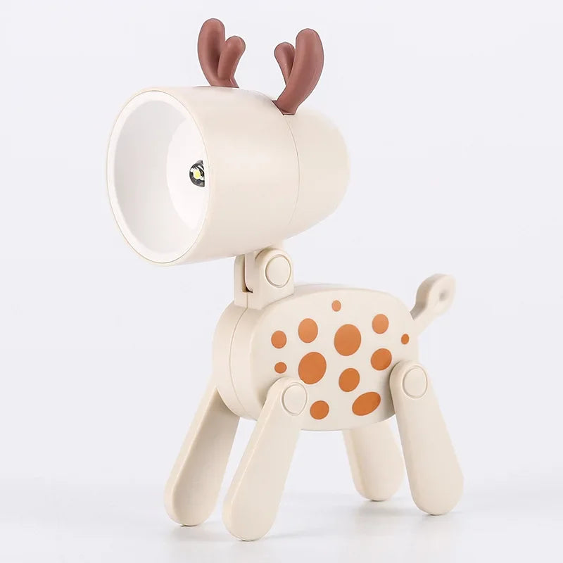 LED Mini Night Light Cute Dog Deer Foldable Desk Lamps Desktop Ornament Book Light Kids Room Bedside Bedroom Decor Holiday Gifts Leedoar