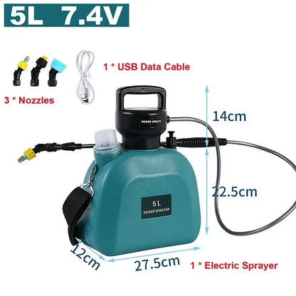 5L 8L Gardens Electric Sprayer 7.4V 2000mAh Battery Sprayer 3pcs Nozzles Shoulder Automatic Atomization Watering Flowers Tools Leedoar