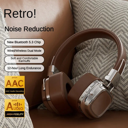 2024 Novo CR-8 Classic Over Ear Headsets Studio Dj Stereo Bluetooth5.3 Fones de ouvido retrô sem fio Touch Control Tipo C Fones de ouvido 