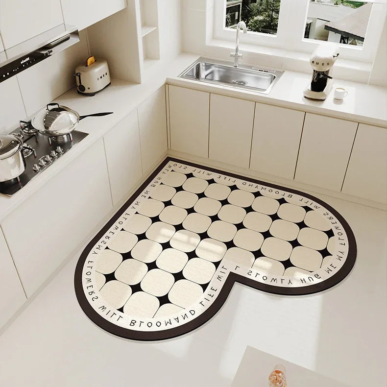 Diatom Mud Anti Slip Floor Mat Heart-shaped Kitchen And Bathroom Floor Mat Self-cleaning Mat Home Decoration Supplies Leedoar