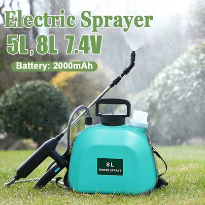 5L 8L Gardens Electric Sprayer 7.4V 2000mAh Battery Sprayer 3pcs Nozzles Shoulder Automatic Atomization Watering Flowers Tools Leedoar