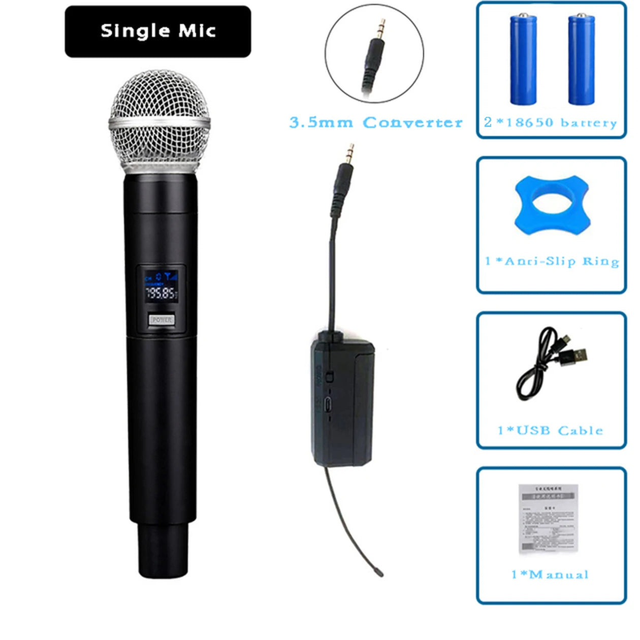 UHF Wireless Microphone Professional Receiver Transmitter System Universal Handheld Mic with Karaoke Business Meeting Microphone Leedoar