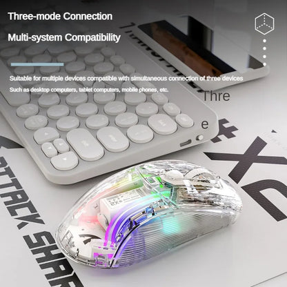 X2 PRO Mouse RGB Luminous Wireless BT 2.4G Dual Mode Connection 4000dpi Transparent Esports Gaming Mouse for PC Laptop Tablet