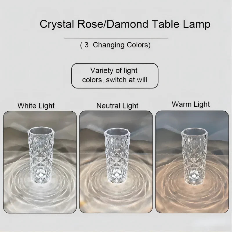 16 Colors LED Crystal Table Lamp Diamond Night Light Projector Rose Romantic Party Room Nightlight with RGB Controller SONG MAN Leedoar