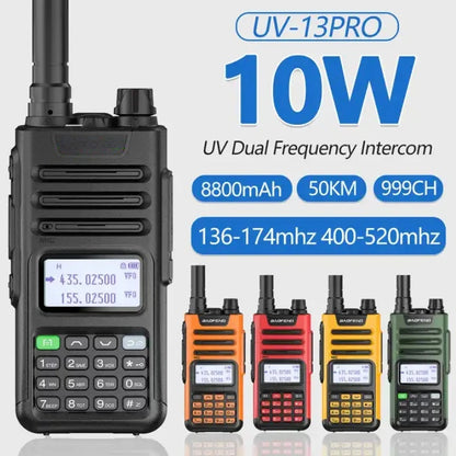 Novo UV-13 PRO Dual Band Walkie Talkie Tipo-C Carregador 10W Alta Potência Longo Alcance UV13 Pro Transceptor Ham Portátil Duas Vias Rad 