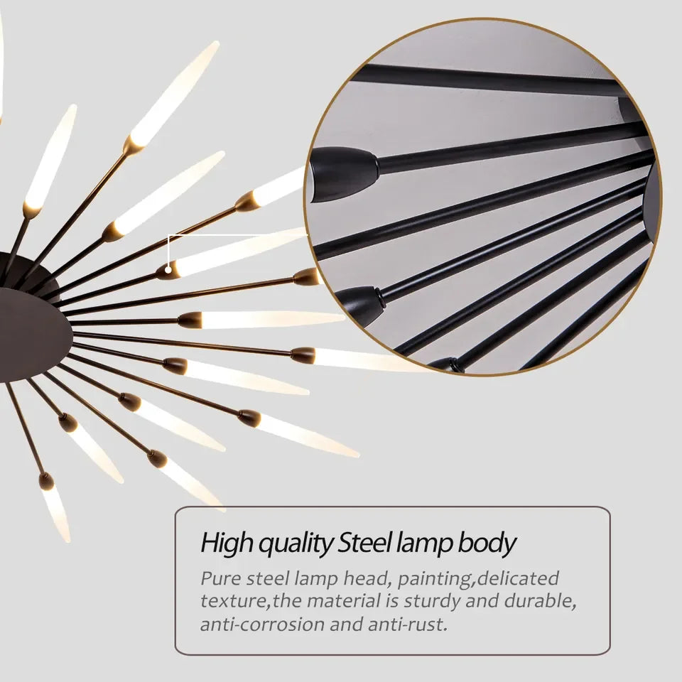 Lustre de teto moderno com design de fogos de artifício, luminária pendente para decoração de sala de estar, quarto e casa 