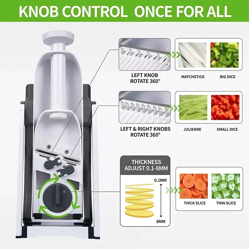 Adjustable Foldable Upgrade Safe Mandoline Vegetable Food Chopper Potato Fries Cutter Kitchen Chopping Artifact Accessories Leedoar